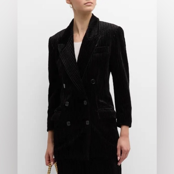 New Isabel Marant Dita Double Breasted Corduroy Ribbed Stretch Velvet Blazer 40 - Picture 2 of 16
